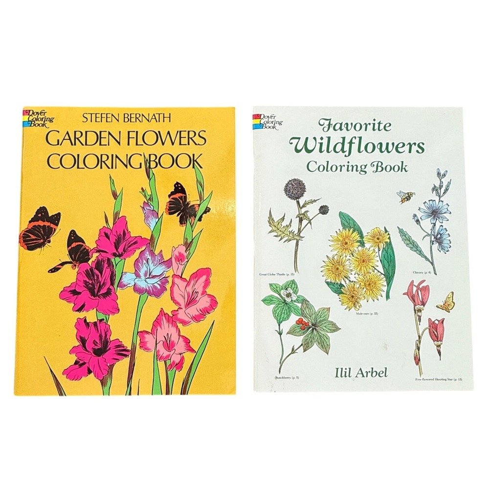 Dover Unisex 2 Coloring Books Garden Wildflowers OS Multi Paper Art